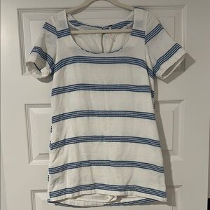 Free People Linen Tre Chic Mini Romper Blue Combo size XS